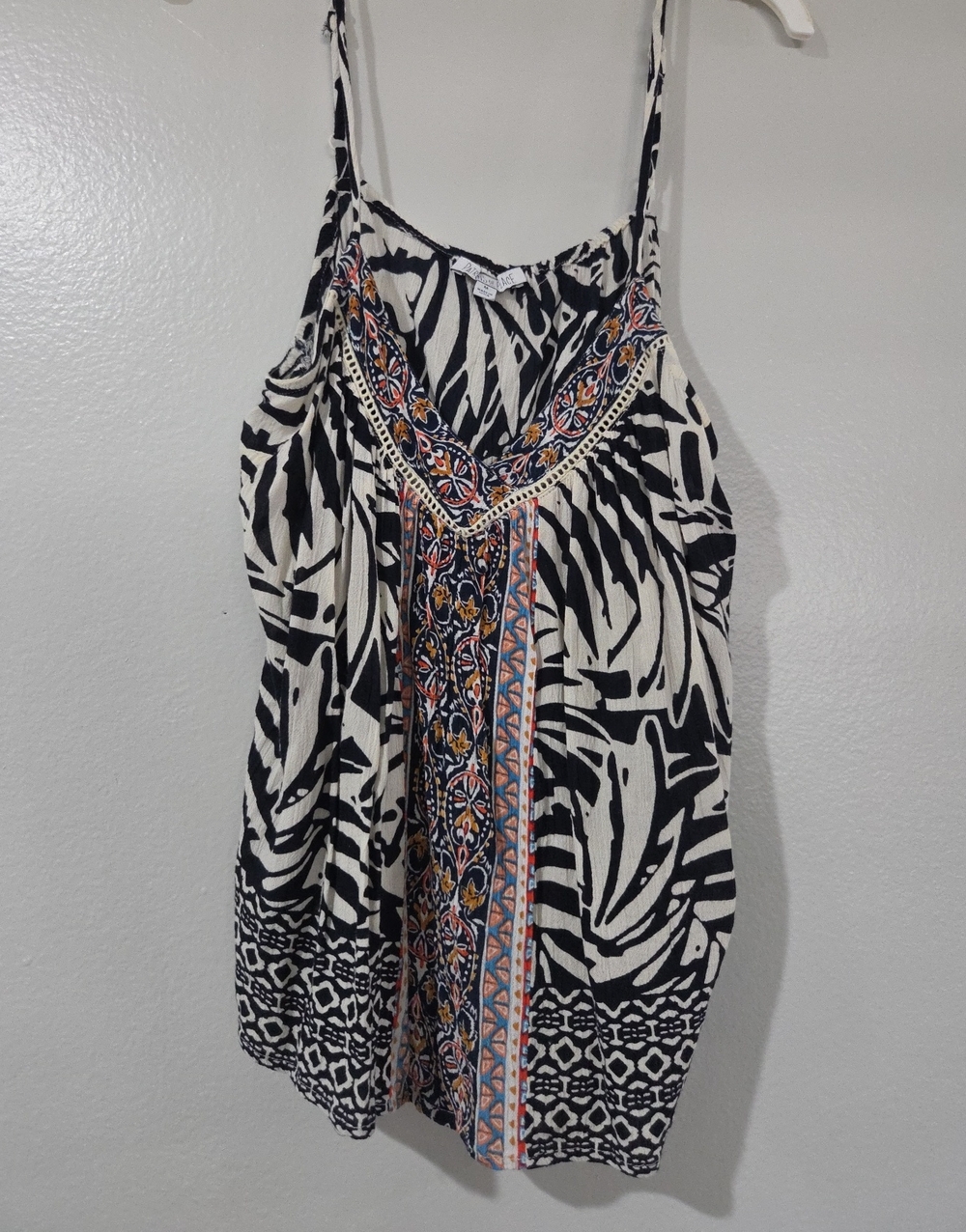 Patrons of Peace Black & Cream Boho Embroidered Camisole